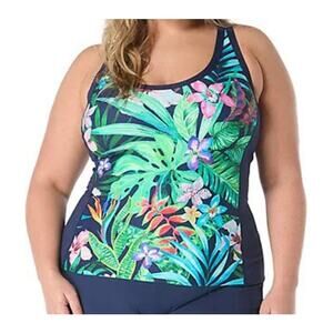 Beach House Plus Size SwimSuit Top Tankini NEW Size 16W $96 Tropical Vacation
